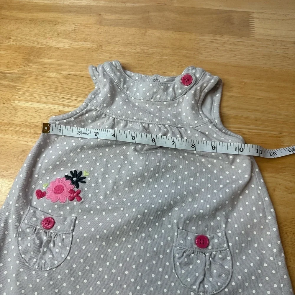 Just One You By Carters Girls Gray Polka Dot Dress Floral Sz 12M